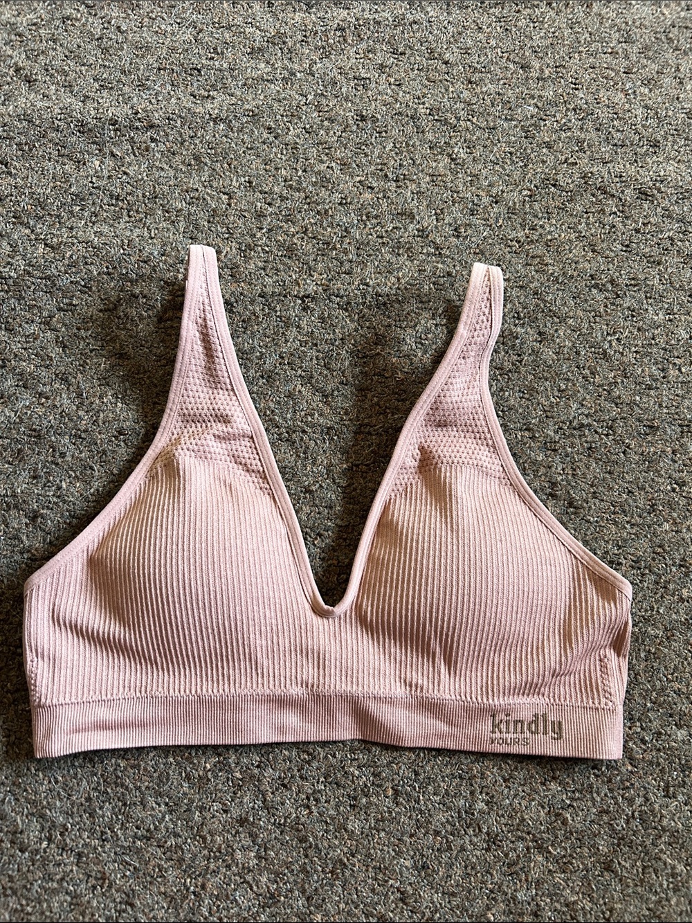 Light Pink Ribbed V-Neck Bralette